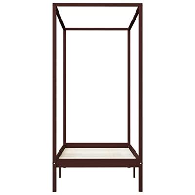 Hemelbedframe massief grenenhout donkerbruin 100x200 cm