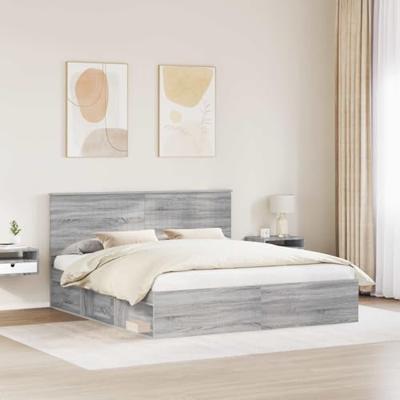 Bedframe Grijs Sonoma 180 x 200 cm Massief grenenhout