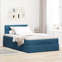 Ottoman bed met matras 120x200cm fluweel donkerblauw - thumbnail
