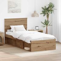 Bedframe Ambachtelijk eiken 90 x 200 cm Massief grenenhout - thumbnail