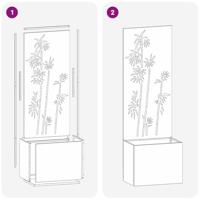 VidaXL Tuin privacy screen bloemen zwart 50 x 140 cm koudgewalst staal - thumbnail