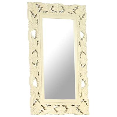 VidaXL Spiegel handgesneden 80x50 cm massief mangohout wit