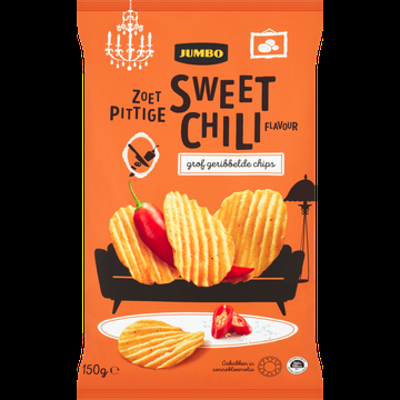 Jumbo Chips Sweet Chili Flavour Grof Geribbeld 150 g Jumbo Chips Sweet Chili Flavour Grof Geribbeld 150 g