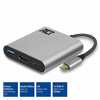 ACT USB-C multiport adapter voor 1 HDMI monitor, 1x USB-A, PD pass-through ACT USB-C multiport adapter voor 1 HDMI monitor, 1x USB-A, PD pass-through