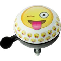 Widek fietsbel Emoticon Crazy wit/grijs/geel 80 mm - thumbnail