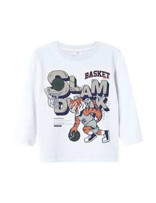 T-shirt met lange mouwen NMMLINCOM NAME IT, boxy pasvorm wit T-shirt met lange mouwen NMMLINCOM NAME IT, boxy pasvorm wit