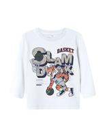 T-shirt met lange mouwen NMMLINCOM NAME IT, boxy pasvorm wit - thumbnail