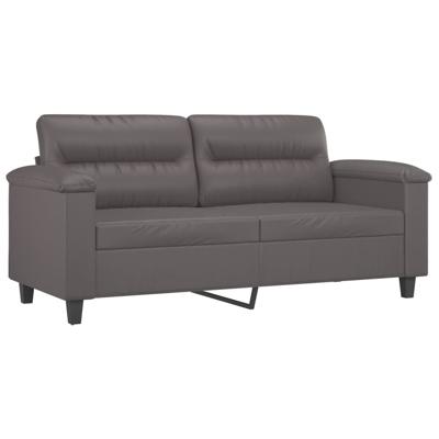 2-delige Loungeset met kussens kunstleer grijs - thumbnail