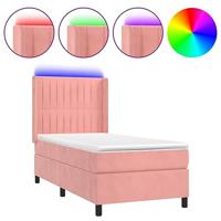 Boxspring met matras en LED fluweel roze 90x190 cm - thumbnail