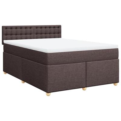 Boxspring met matras stof donkerbruin 140x200 cm - thumbnail