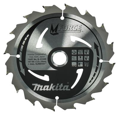 Makita Cirkelzaagblad voor Hout | Mforce | Ø165mm Asgat 20mm 16T - B-31930