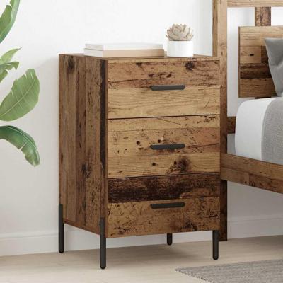 Nachtkastje met lade Oud hout 40 x 40 x 66 cm Bewerkt hout