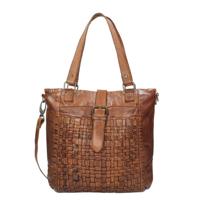 Bear Design Cow Lavato Woven Schoudertas cognac - thumbnail