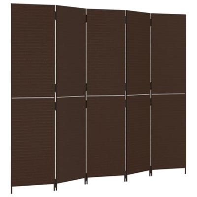 Kamerscherm 5 panelen poly rattan bruin