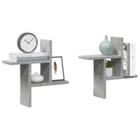Wandschappen 2 st 38x12x38 cm bewerkt hout betongrijs - thumbnail