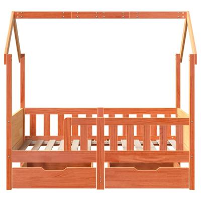 Kinderbedframe met lades 80x200 cm massief grenenhout