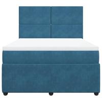 Boxspring met matras fluweel blauw 160x200 cm - thumbnail