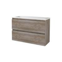 Badmeubelset Aquasplash Salt 100x39 cm Greeploos 2 Lades Met Wastafel Acryl 1 Kraangat Scotch Oak Aquasplash - thumbnail