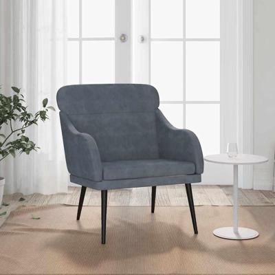 Fauteuil 63x76x80 cm fluweel donkergrijs Fauteuil 63x76x80 cm fluweel donkergrijs
