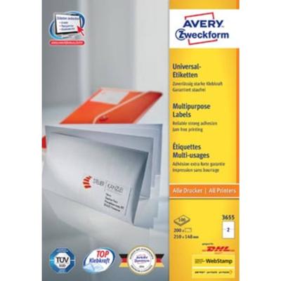 Etiket avery 3655 210x148mm a5 wit 200st