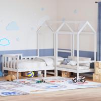 Kinderbed met huisje en bankje massief grenenhout wit 80x200 cm - thumbnail