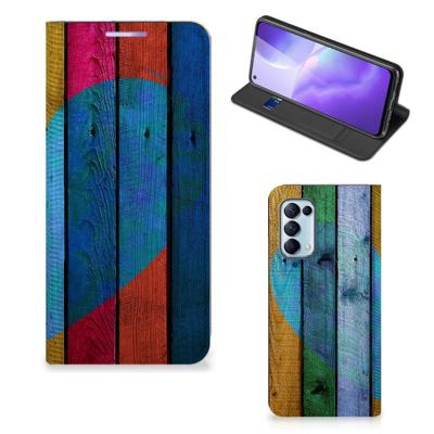 OPPO Find X3 Lite Book | Wallet Case | Wood Heart - Cadeau voor je Vriend