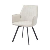 LivingFurn Eetkamerstoel 'Louise', Draaibaar kleur Beige - thumbnail