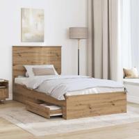 Bedframe met hoofdeinde Artisan Eiken 100 x 200 cm Bewerkt hout - thumbnail