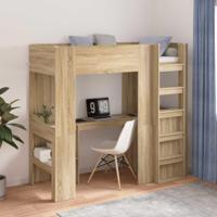 Loft Bedframe met Bureau Sonoma Eiken 100 x 200 cm Bewerkt hout - thumbnail