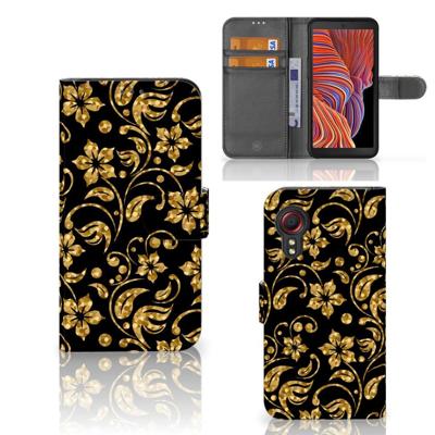 Samsung Galaxy Xcover 5 Hoesje Gouden Bloemen Samsung Galaxy Xcover 5 Hoesje Gouden Bloemen