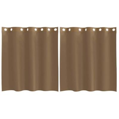 Gordijnen voile met doorvoertules 2 st lichtbruin