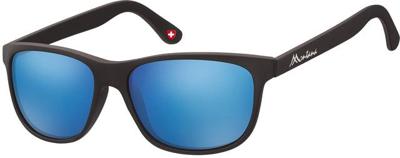 Zonnebril montana met revo blauw glas mat zwart