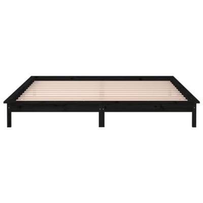 Bedframe LED massief hout zwart 140x190 cm - thumbnail