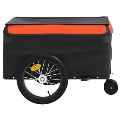 VidaXL Fietstrailer 45 kg ijzer zwart en oranje