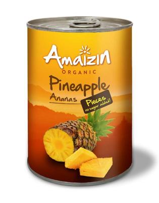 Amaizin Ananasstukjes op sap bio (400 gr)