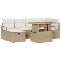 Tuinbankenset met kussen met opslag 7 pcs Beige poly rattan - thumbnail