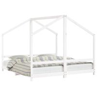 Kinderbedframe 2x(90x190) cm massief grenenhout wit - thumbnail