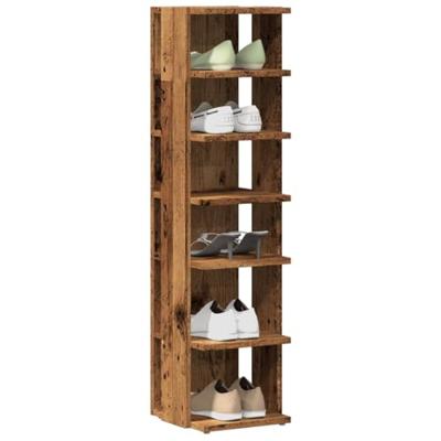 VidaXL Schoenenkasten 2 st 28x27x102 cm bewerkt hout oud houtkleurig VidaXL Schoenenkasten 2 st 28x27x102 cm bewerkt hout oud houtkleurig