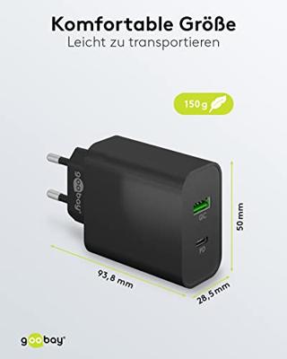 Goobay USB + USB-C snellader 45W zwart - 9550193 Goobay USB + USB-C snellader 45W zwart - 9550193