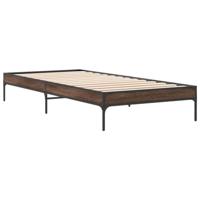 Bedframe bewerkt hout en metaal bruin eikenkleurig 90x200 cm - thumbnail