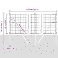 VidaXL Hek met paal zilver 0,6 x 25 m staal en pvc - thumbnail