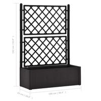 Plantenbak hoog met latwerk en zelfbewateringssysteem antraciet - thumbnail