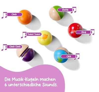 Eichhorn houten muziekballen 6 stuks - thumbnail