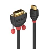 LINDY HDMI / DVI Adapterkabel HDMI-A-stekker, DVI-D 18+1-polige stekker 1.00 m Zwart 36271 HDMI-kabel - thumbnail