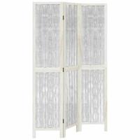 Kamerscherm met 3 panelen massief paulowniahout wit - thumbnail
