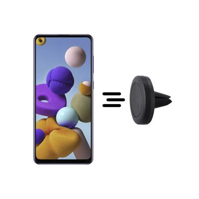 Shop4 - Samsung Galaxy A21s Autohouder Magnetische Ventilatierooster Houder Zwart