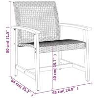 Tuinstoelen 2 st poly rattan en acaciahout beige - thumbnail
