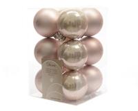 12 onbreekbare kerstballen poeder roze 6 cm - thumbnail