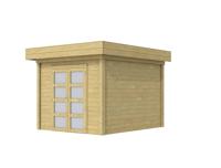 Woodvision Bosuil blokhut 300x300 cm 28 mm vuren groen geïmpregneerd - thumbnail