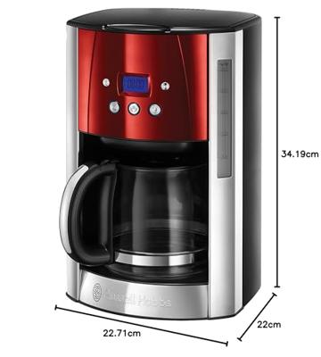 Russell Hobbs 23240-56 Luna Solar Red - Filterkoffiezetapparaat met glazen kan - Rood Russell Hobbs 23240-56 Luna Solar Red - Filterkoffiezetapparaat met glazen kan - Rood